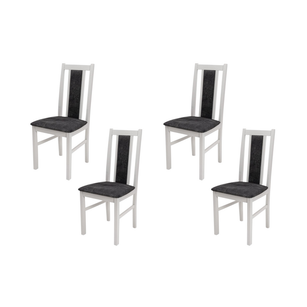 SET 4 Scaun din lemn masiv de fag tapitat cu stofa S-38 Boss14 B24B, alb
