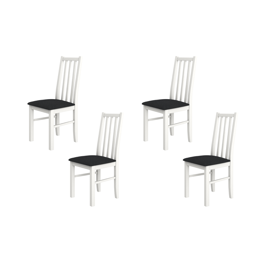 SET 4 Scaune din lemn masiv de fag tapitat cu stofa s-38 boss10 b11, alb