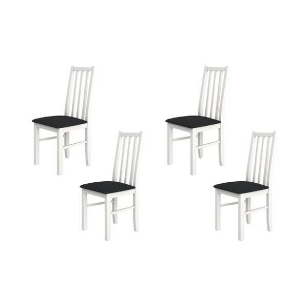 SET 4 Scaune din lemn masiv de fag tapitat cu stofa s-38 boss10 b11, alb