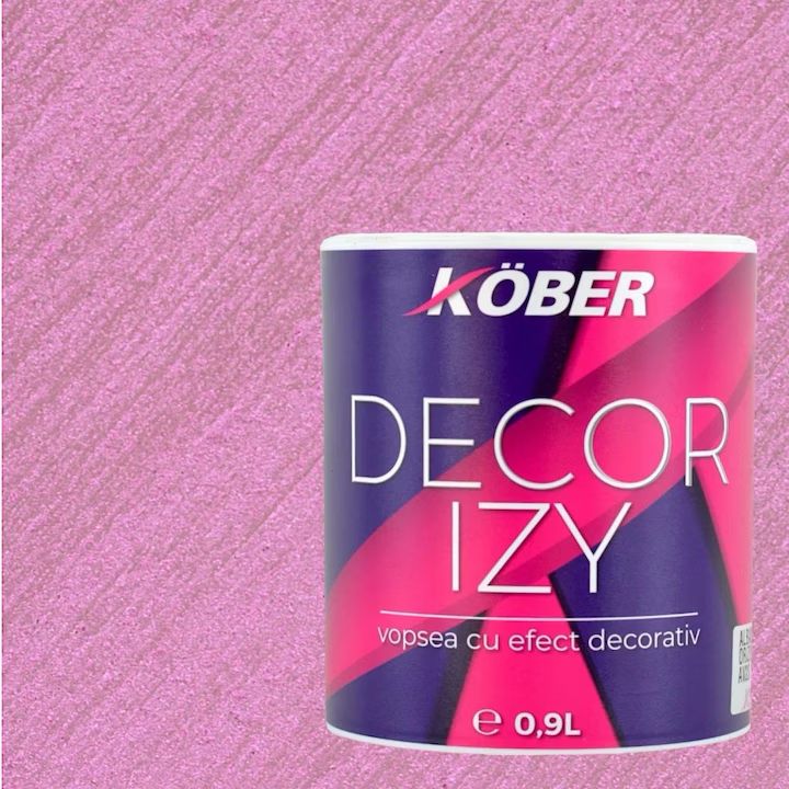 Vopsea decorativa, Kober Decor Izy, lila rasarit, efect sidefat si texturat, 0.9 litri