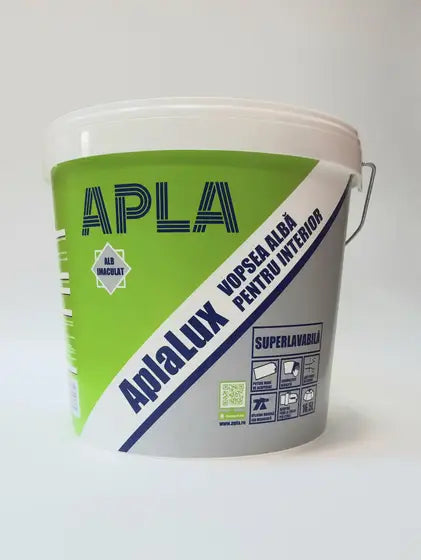 AplaLux vopsea alba pentru interior, superlavabila, alb imaculat, 15L + 1,5L