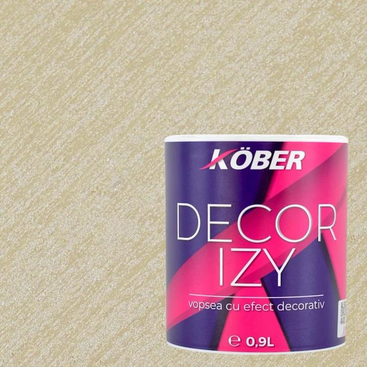 Vopsea decorativa, Kober Decor Izy, bej nisip, efect sidefat si texturat, 0.9 litri