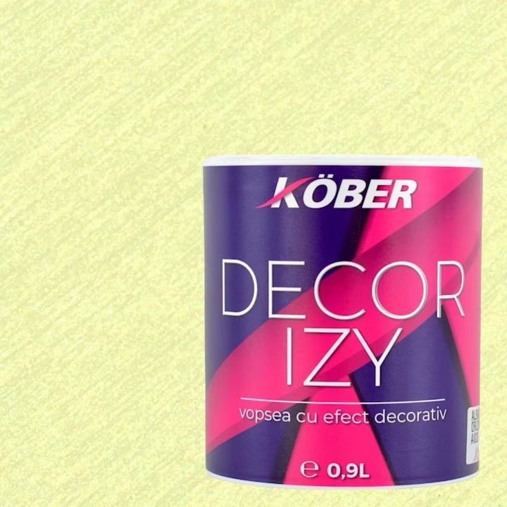 Vopsea decorativa, Kober Decor Izy, galben solar, efect sidefat si texturat, 0.9 litri