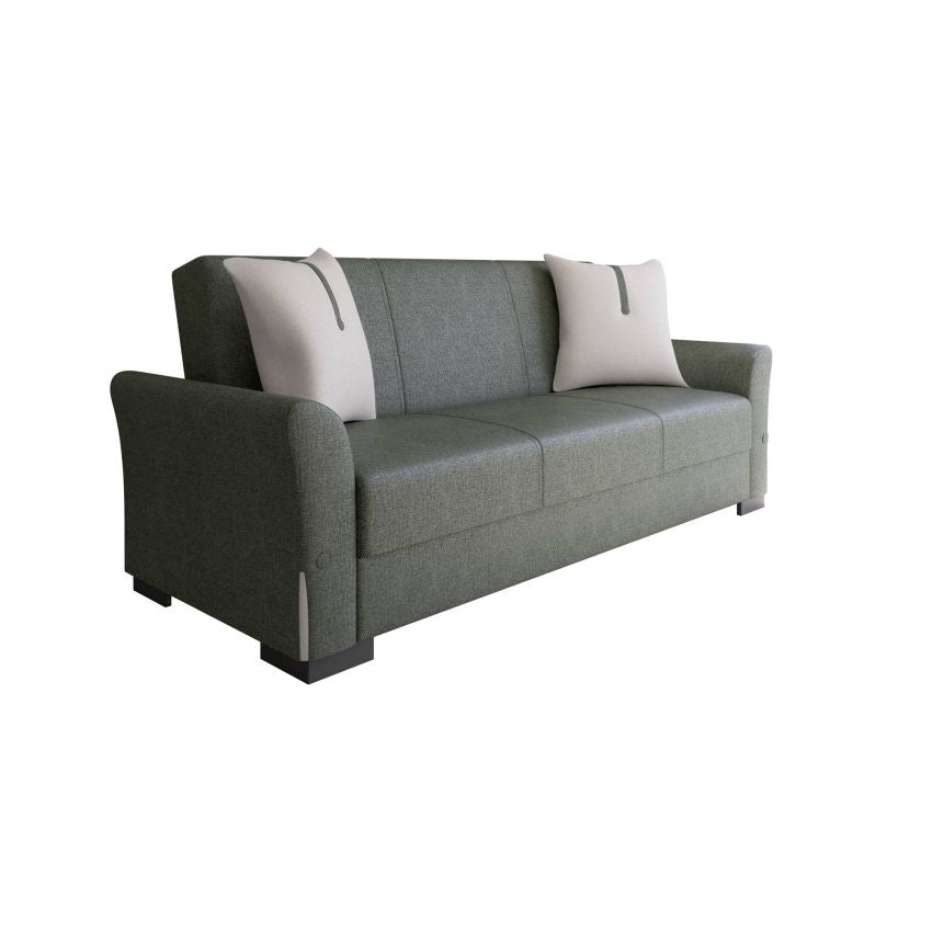 Canapea extensibila cu 3 locuri Mina, Verde/Crem