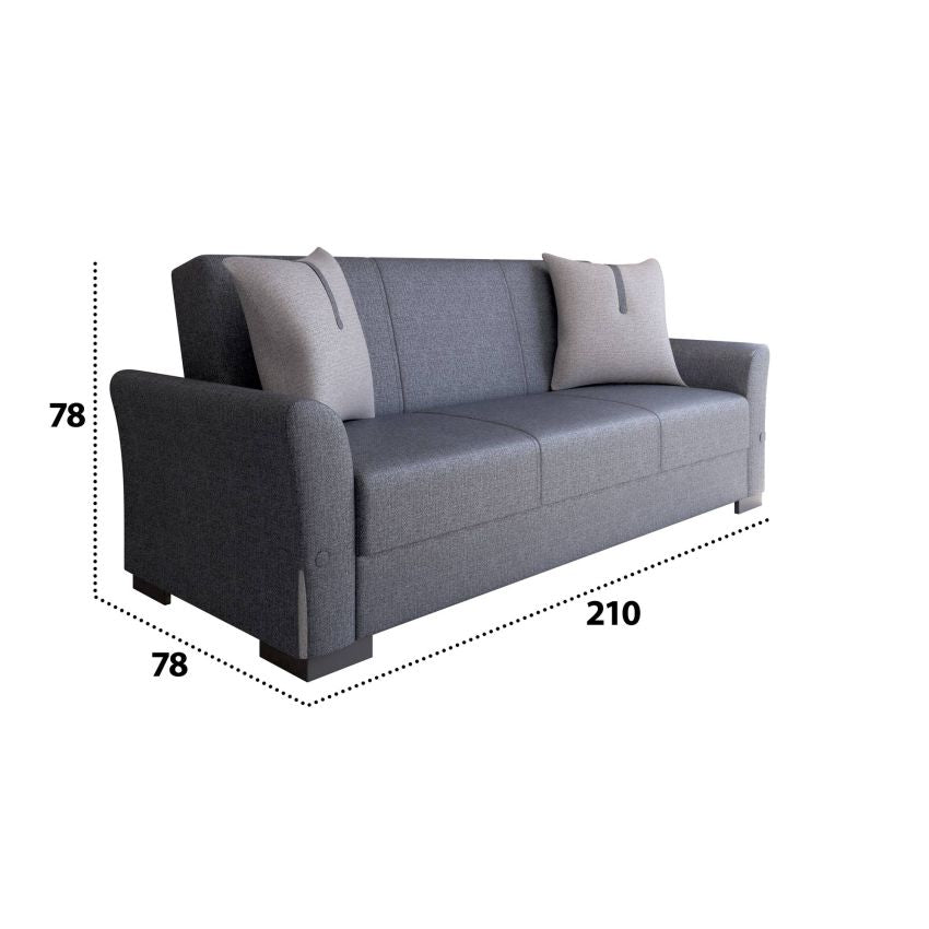 Canapea extensibila cu 3 locuri Mina, Gri/Alb
