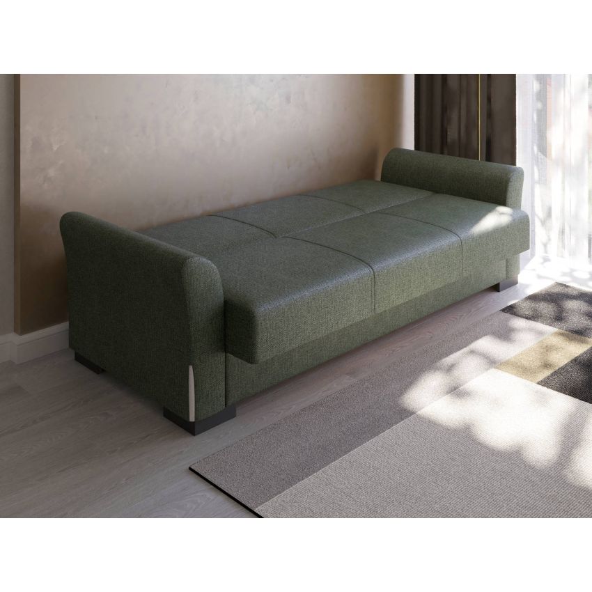 Canapea extensibila cu 3 locuri Mina, Verde/Crem