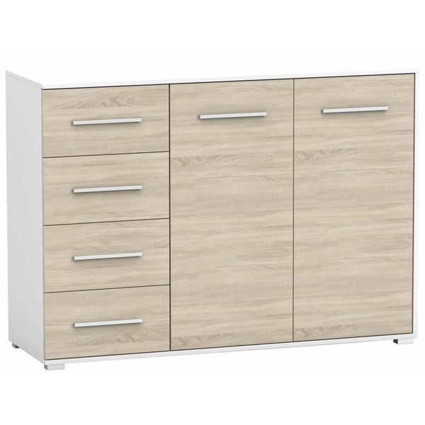 Comodă stela, 135x95x45 cm, alb/sonoma