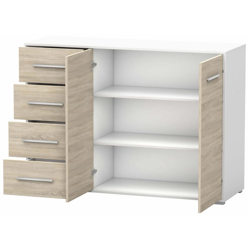 Comodă stela, 135x95x45 cm, alb/sonoma