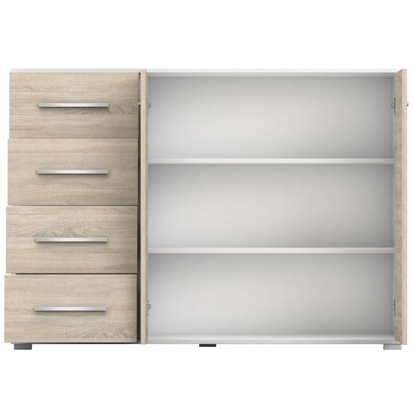 Comodă stela, 135x95x45 cm, alb/sonoma