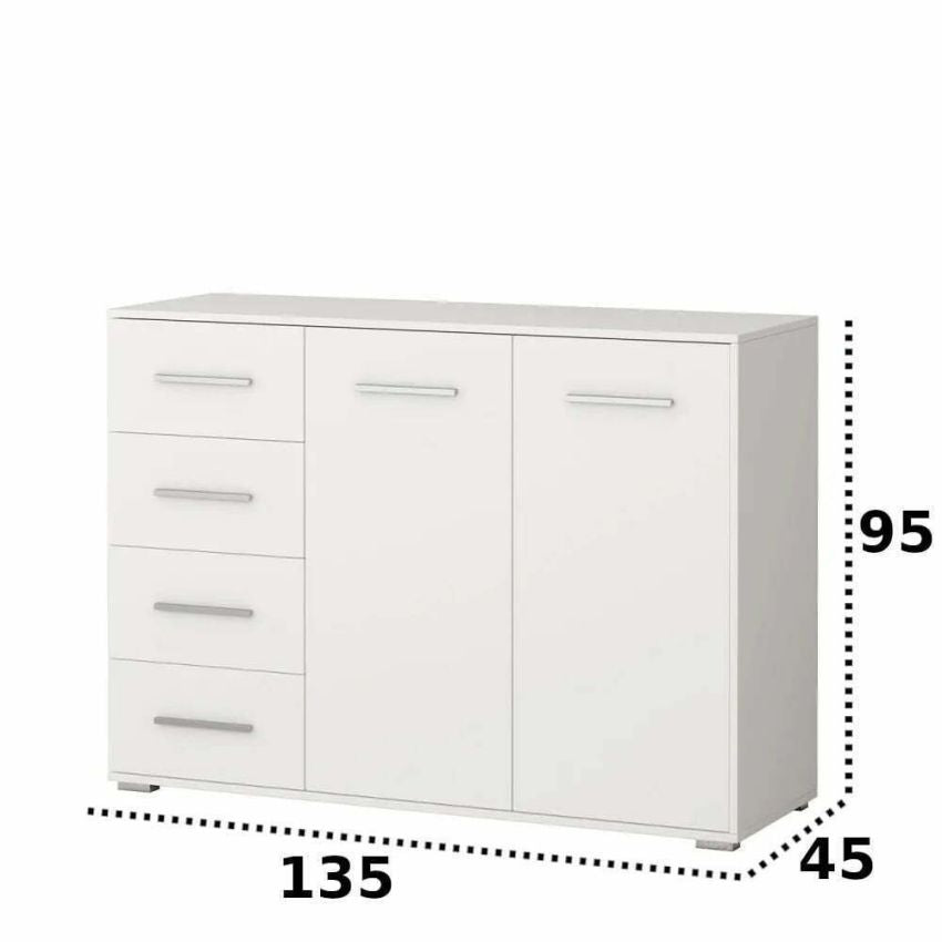 Comodă stela, 135x95x45 cm, alb