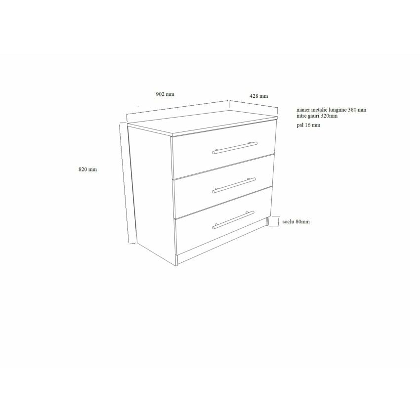 Comoda beta, alb, 90x82x42.5 cm