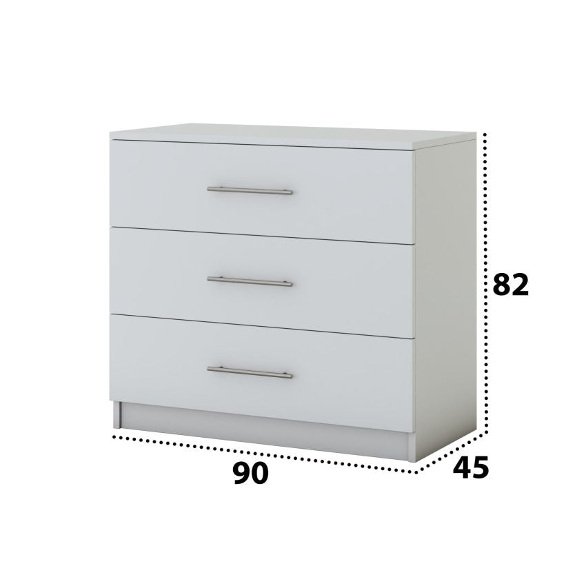 Comoda beta, alb, 90x82x42.5 cm