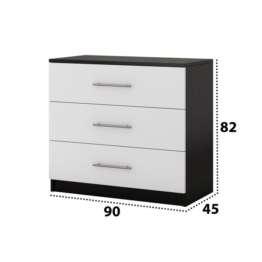 Comoda beta, wenge/alb, 90x82x42.5 cm