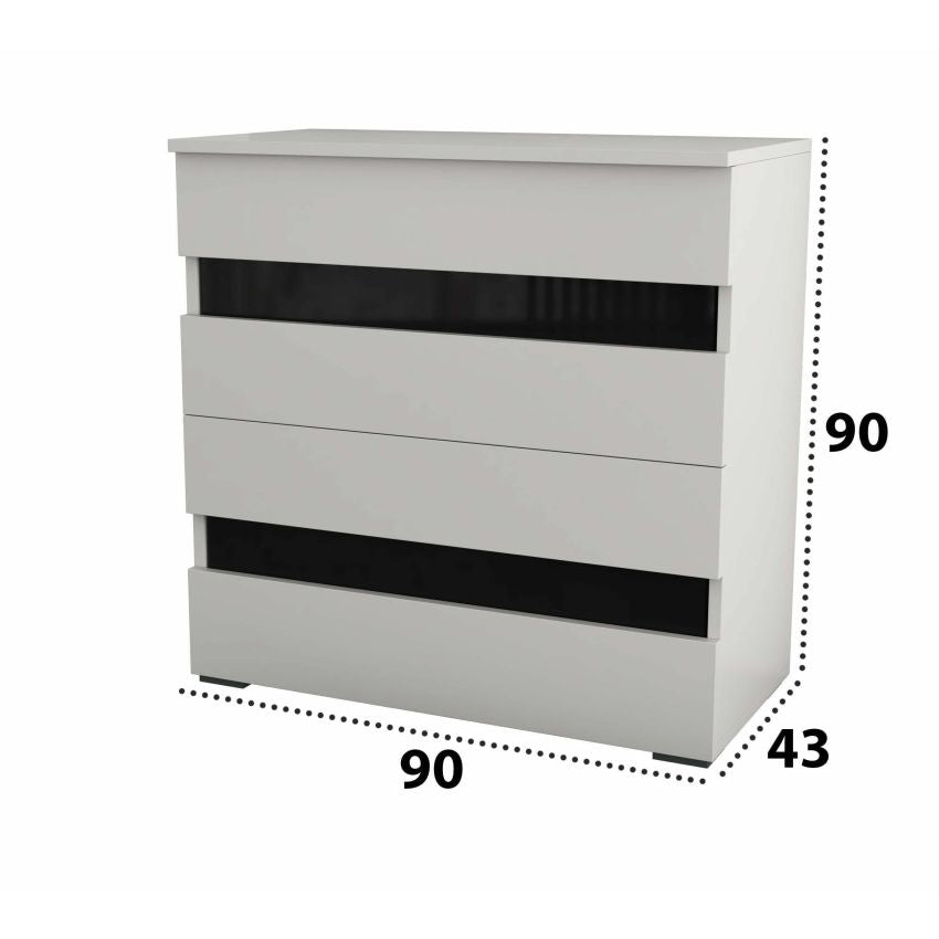 Comoda luca, alb/negru, 90x90x43 cm