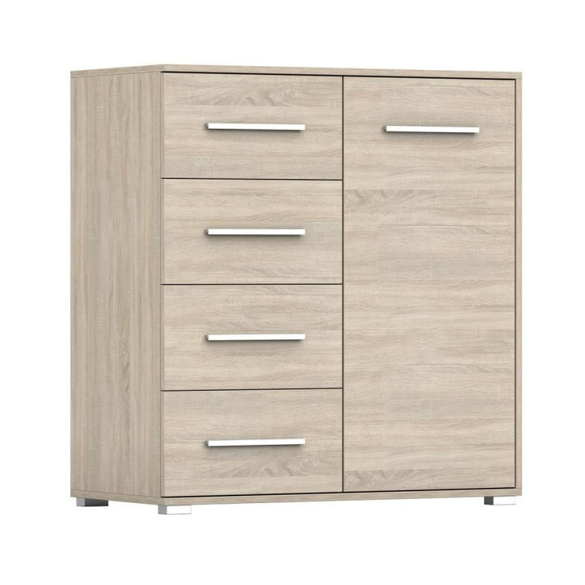 Comoda mini stela 1d4s, pal sonoma, 90x95x45 cm