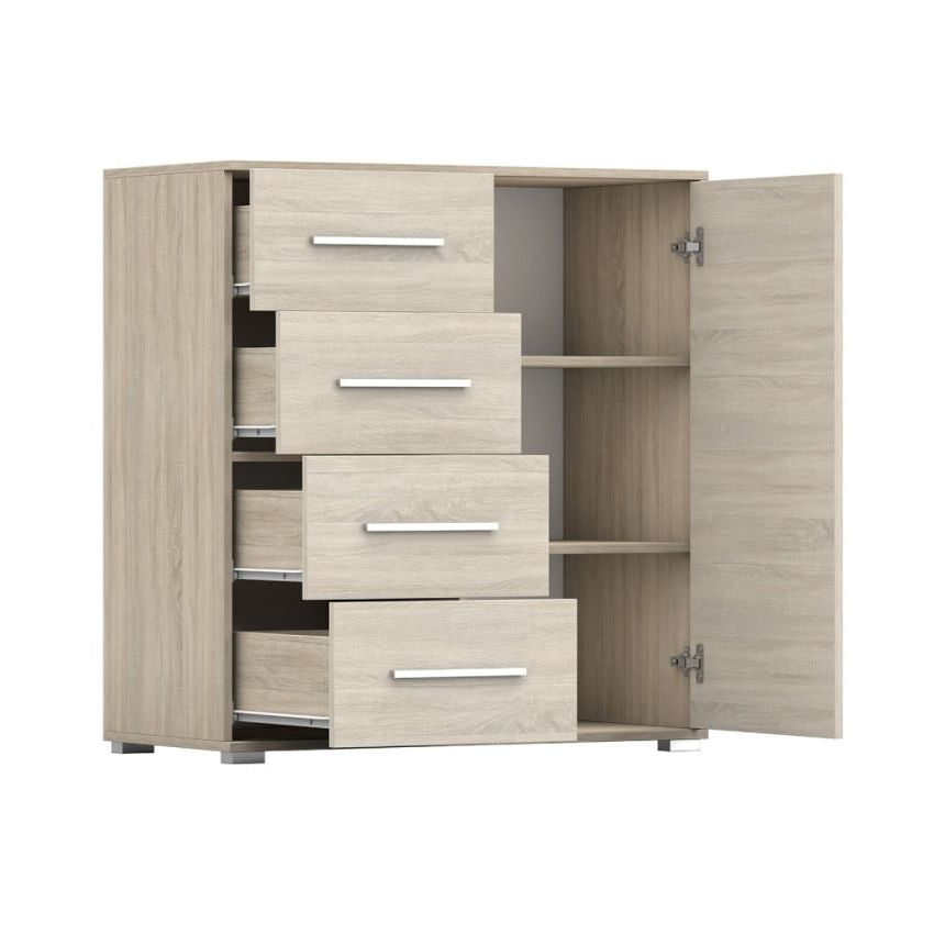Comoda mini stela 1d4s, pal sonoma, 90x95x45 cm