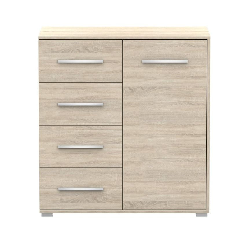 Comoda mini stela 1d4s, pal sonoma, 90x95x45 cm