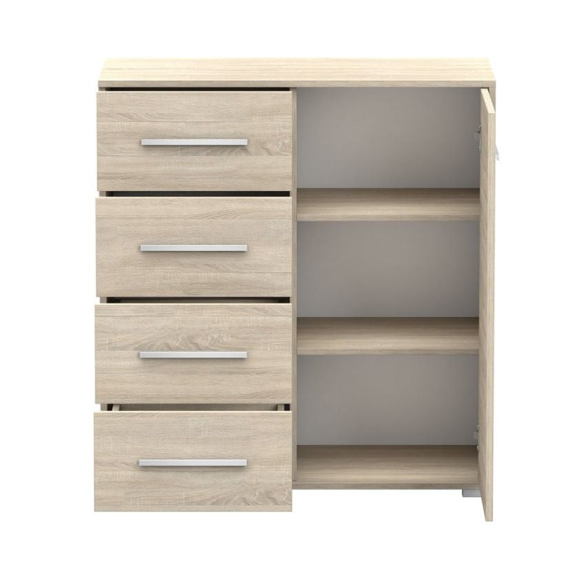 Comoda mini stela 1d4s, pal sonoma, 90x95x45 cm