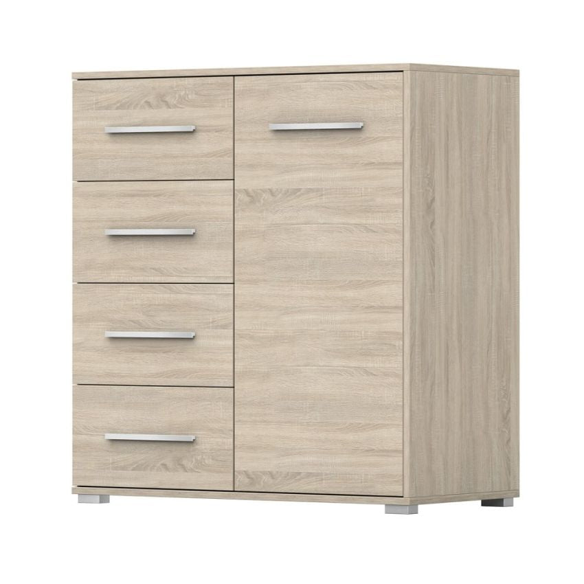 Comoda mini stela 1d4s, pal sonoma, 90x95x45 cm