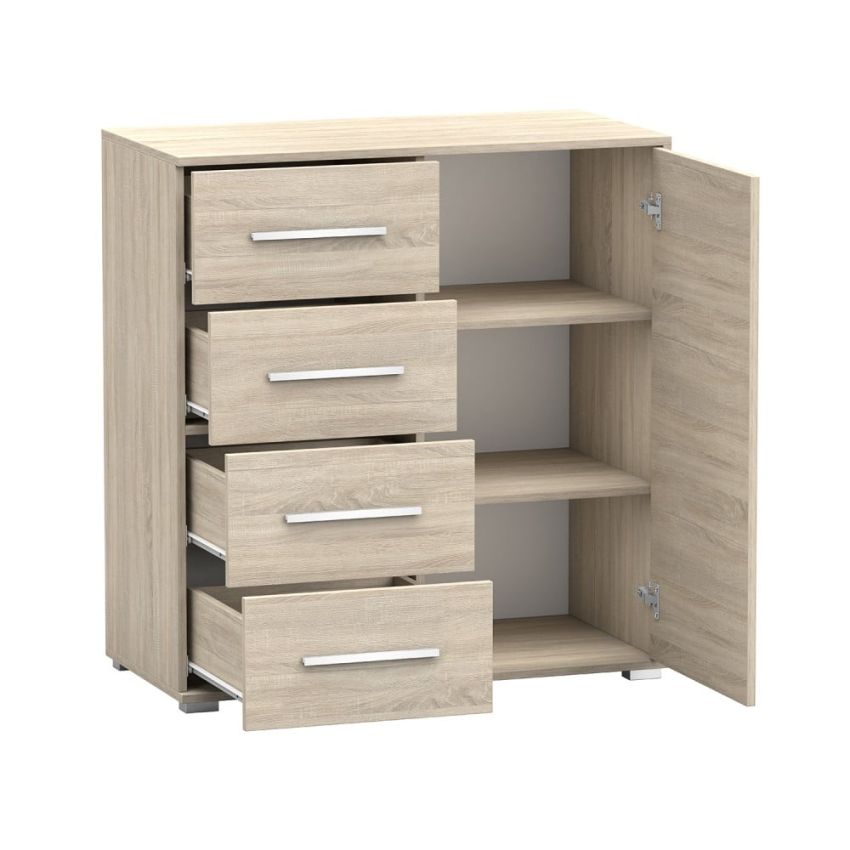 Comoda mini stela 1d4s, pal sonoma, 90x95x45 cm