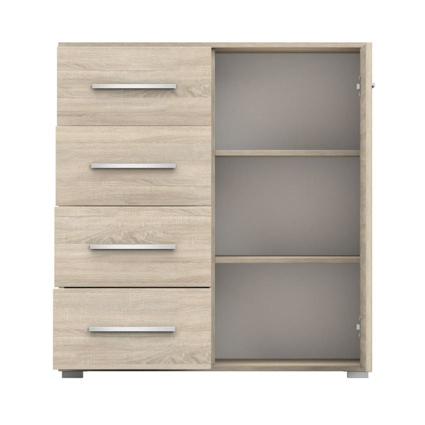 Comoda mini stela 1d4s, pal sonoma, 90x95x45 cm