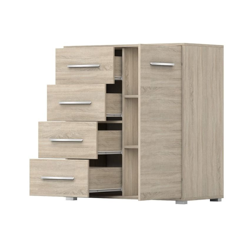 Comoda mini stela 1d4s, pal sonoma, 90x95x45 cm