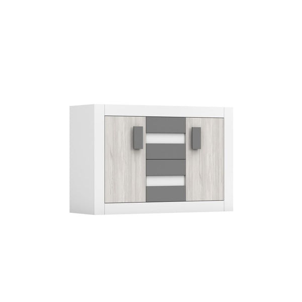 Comoda valentin , gri/alb, 145x97x50 cm