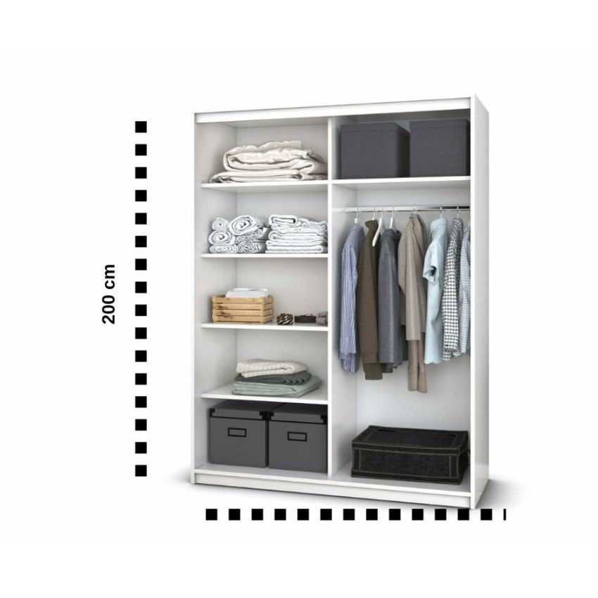 Dressing Gabriel cu oglinda, 150x200x61 cm, alb/stejar deschis