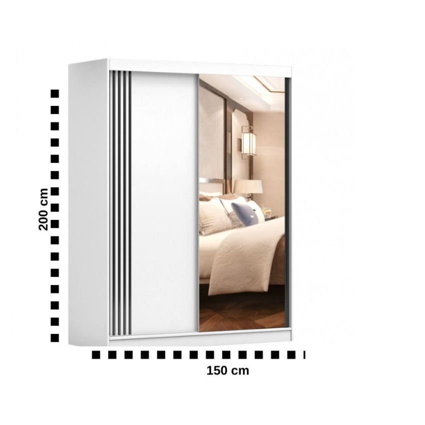 Dressing Vista, 07, alb, 150x200x61 cm, usi glisante