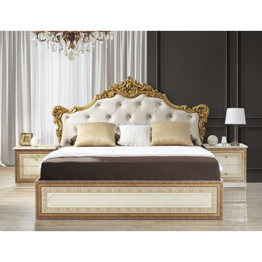 Dormitor Anette, 160x200 cm, 6a, bej/auriu