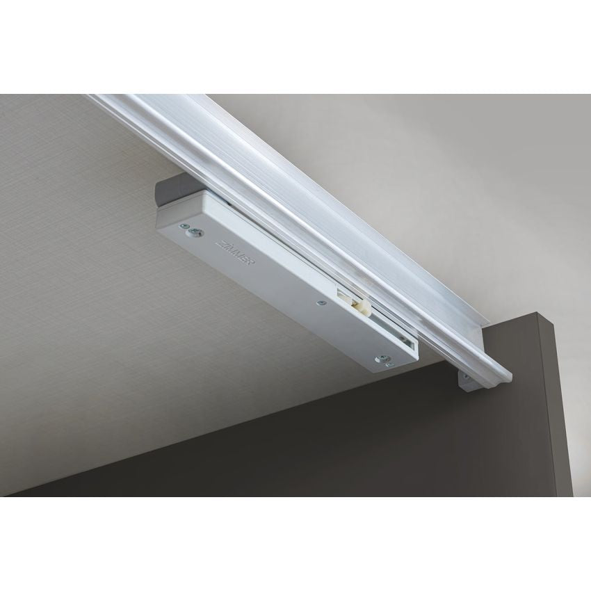 Dormitor Twin, alb/gri, pat 160x200 cm, dulap cu 2 usi culisante, 2 noptiere, comoda