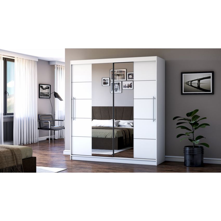 Dressing Radu cu oglinda, 180x200x61 cm, alb