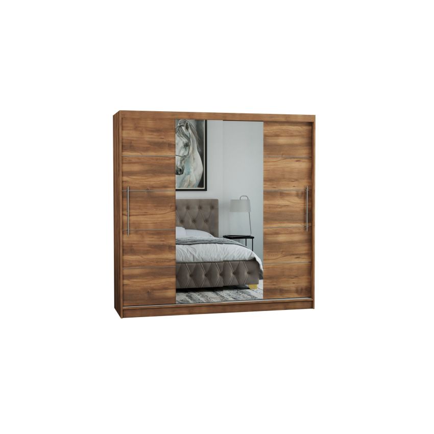 Dressing Sara, cu oglinda, 200x200x60 cm, Nuc