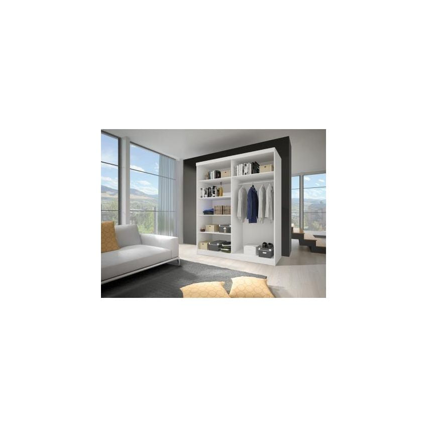 Dressing Gabriel Negru cu lamele artisan, cu oglinda, 150x200x61 cm