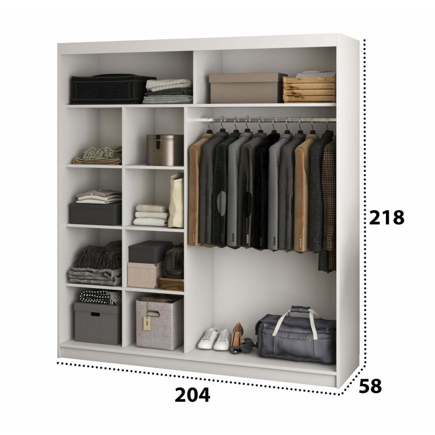 Dressing Radu cu oglinda, 204x218x58 cm, alb