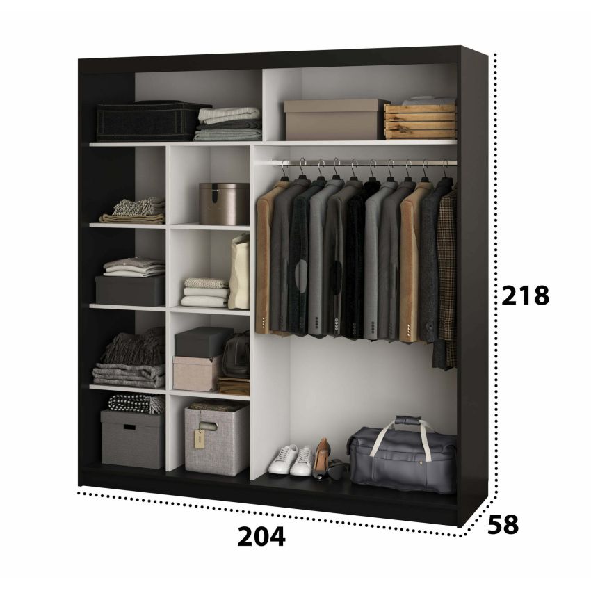 Dressing Radu cu oglinda, 204x218x58 cm, negru