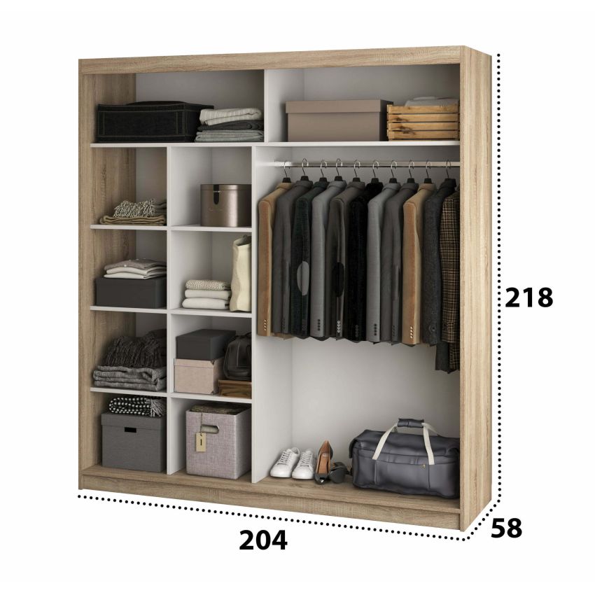 Dressing Radu fara oglinda, 204x218x58 cm, sonoma