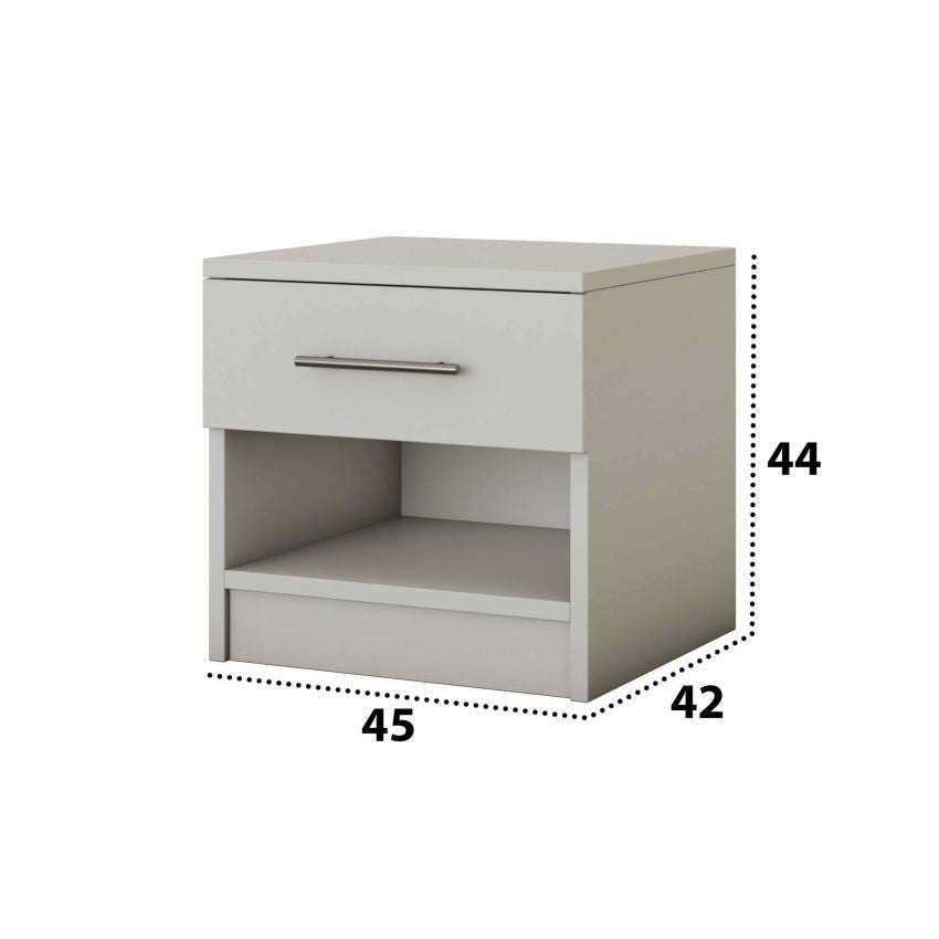 Noptiera beta, alb, 45x44x42 cm