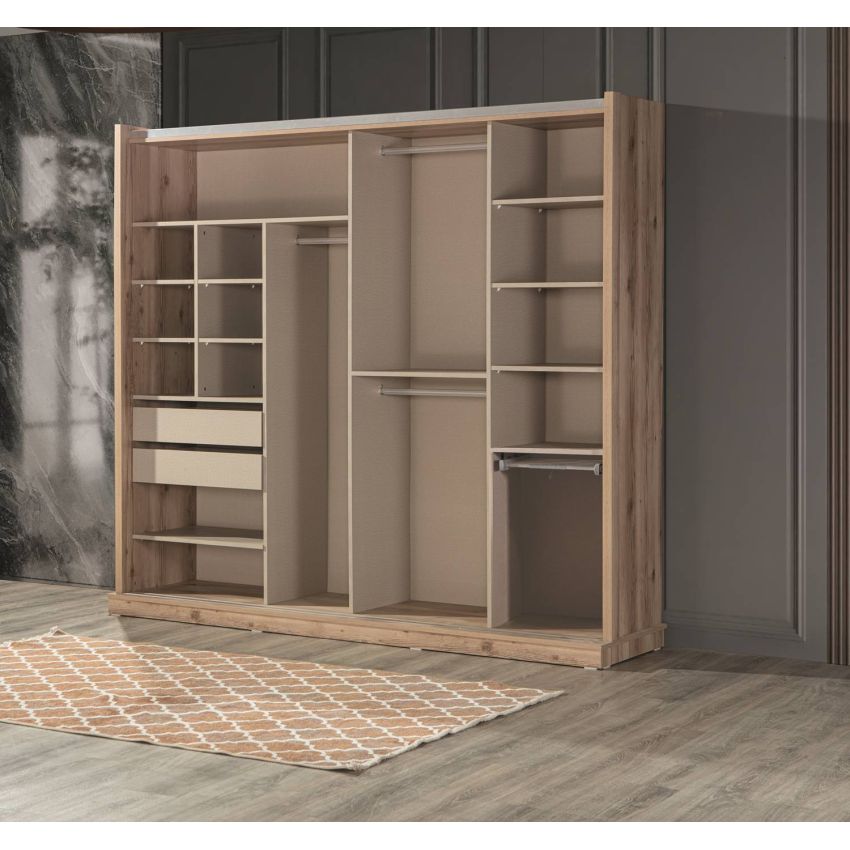Dormitor Willow, sonoma, pat 160 x 200 cm, dulap cu 2 usi, 2 noptiere, comoda
