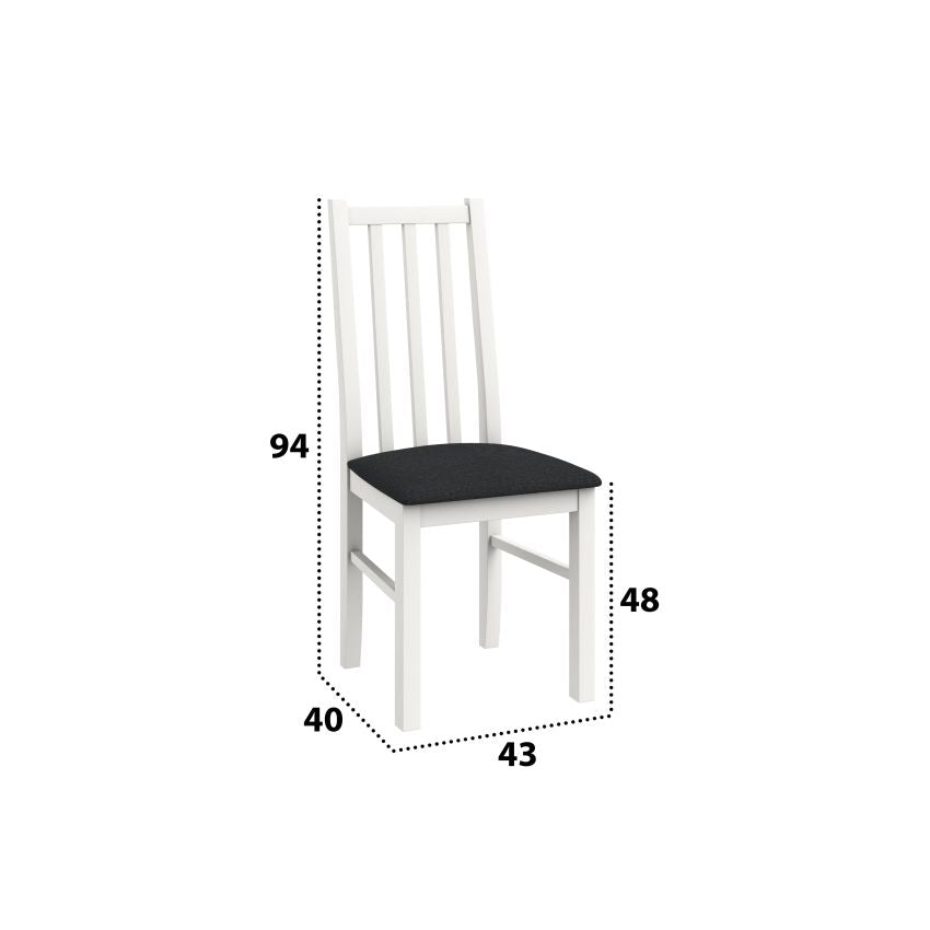 SET 4 Scaune din lemn masiv de fag tapitat cu stofa s-38 boss10 b11, alb