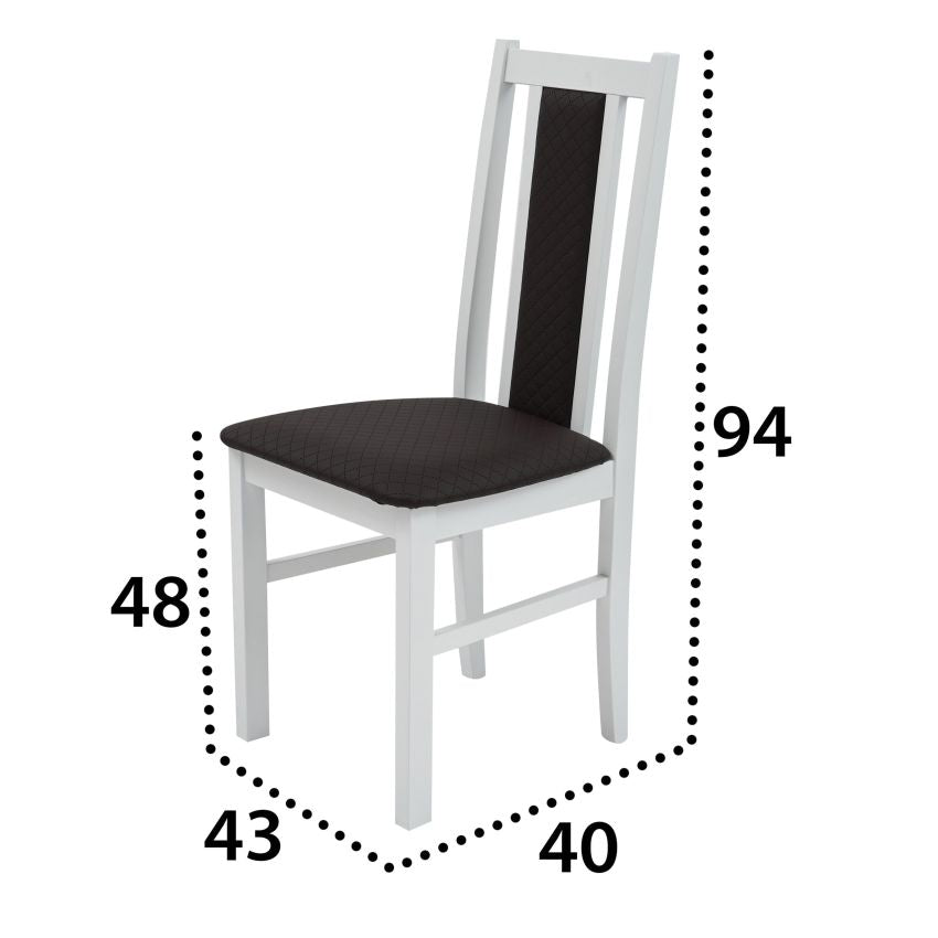 Scaun din lemn masiv de fag tapitat cu stofa, s-38 boss14 b36, alb