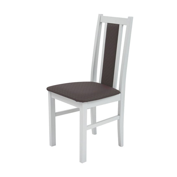 Scaun din lemn masiv de fag tapitat cu stofa, s-38 boss14 b36, alb