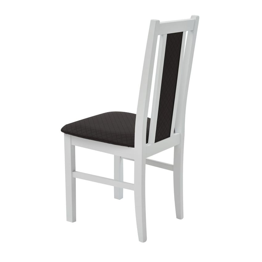 Scaun din lemn masiv de fag tapitat cu stofa, s-38 boss14 b36, alb