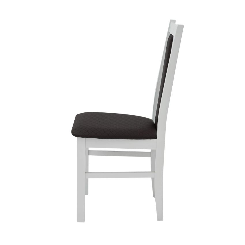 Scaun din lemn masiv de fag tapitat cu stofa, s-38 boss14 b36, alb