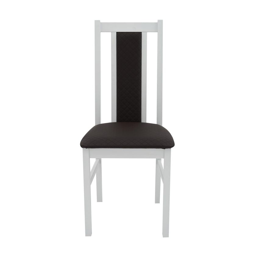 Scaun din lemn masiv de fag tapitat cu stofa, s-38 boss14 b36, alb