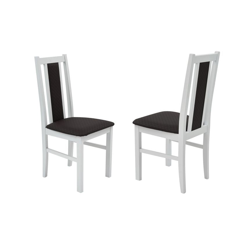 Scaun din lemn masiv de fag tapitat cu stofa, s-38 boss14 b36, alb