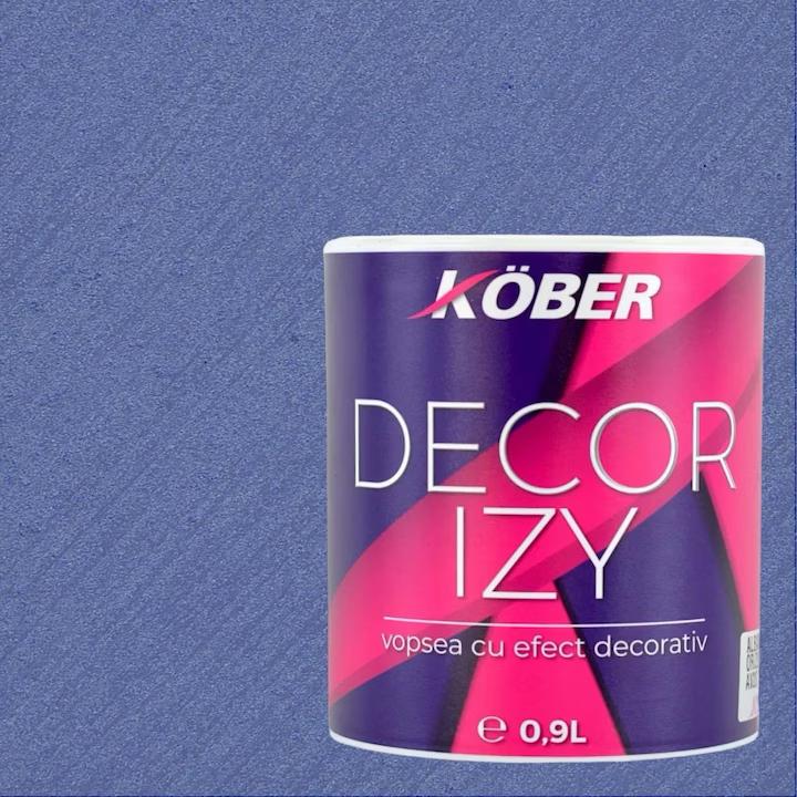 Vopsea decorativa, Kober Decor Izy, albastru orizont, efect sidefat si texturat, 0.9 litri