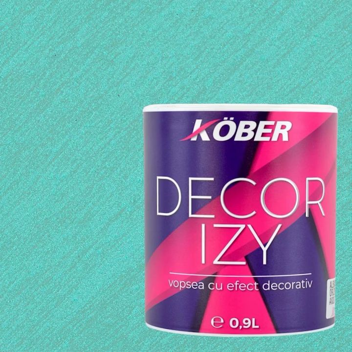 Vopsea decorativa, Kober Decor Izy, verde abisal, efect sidefat si texturat, 0.9 litri