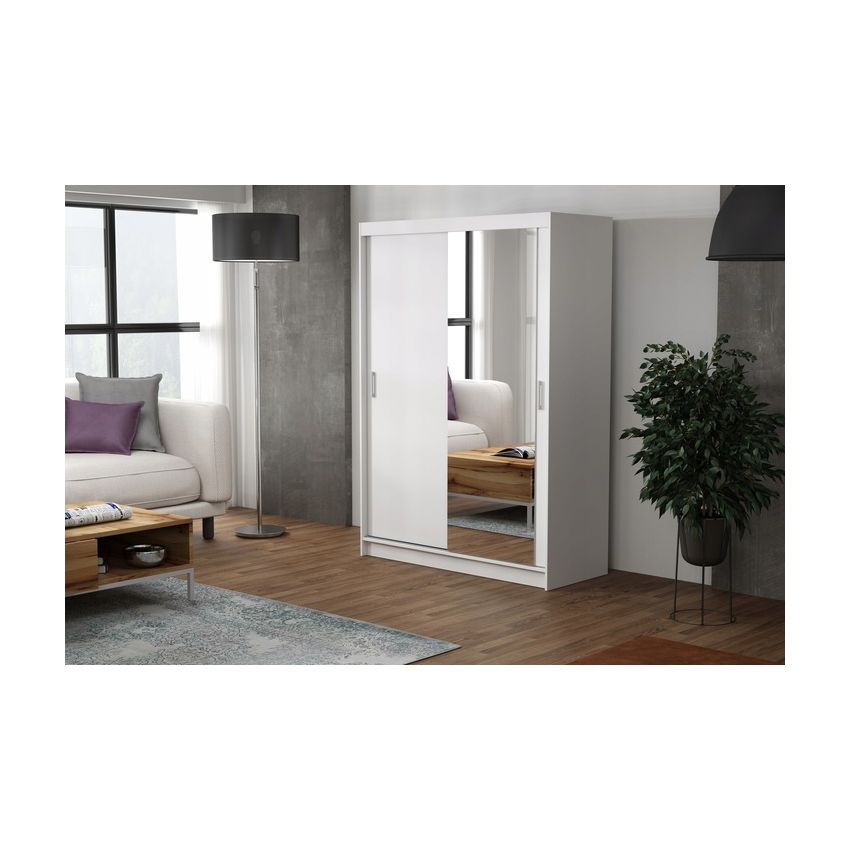 Dressing Ory, alb, 2 usi, cu oglinda, 150 cm