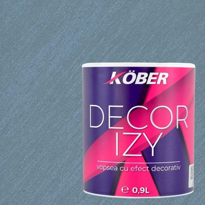 Vopsea decorativa, Kober Decor Izy, gri perla, efect sidefat si texturat, 0.9 litri